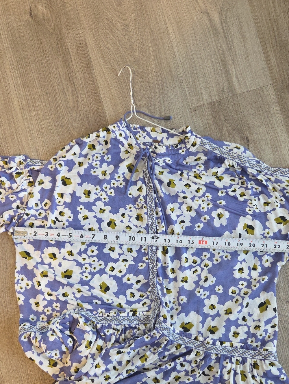 Free People Lover Floral Tunic Lavender White Boho Long Sleeve Tie Neck Women - Picture 10 of 10